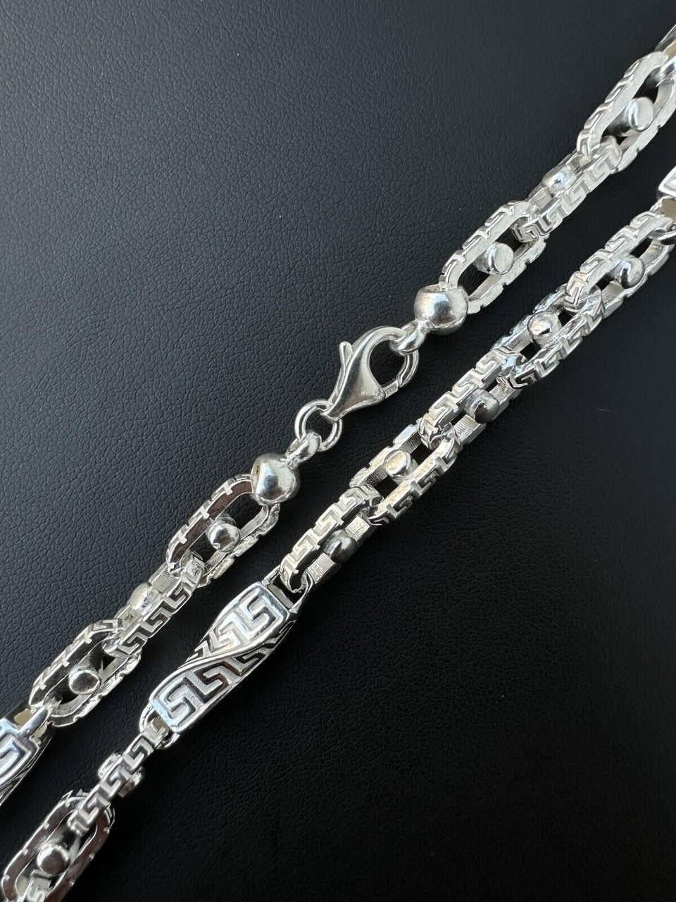 Greek Key Chain Necklace Or Bracelet - 925 Sterling Silver - 7"-28" - 7mm