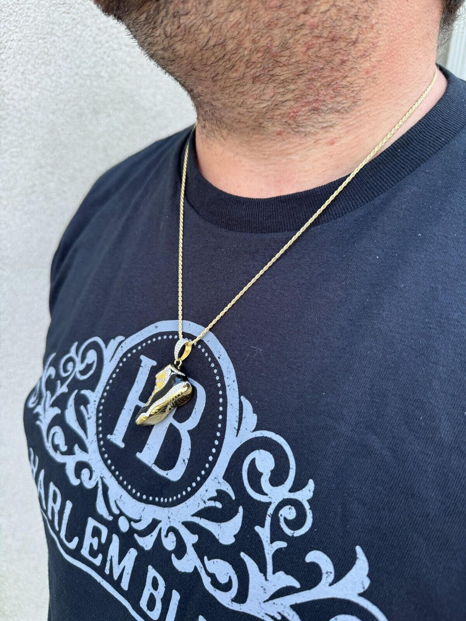 MOISSANITE Air Jordan 45 Black Nike Sneaker Pendant - 14k Gold Vermeil Or 925 Silver - Medium 2"