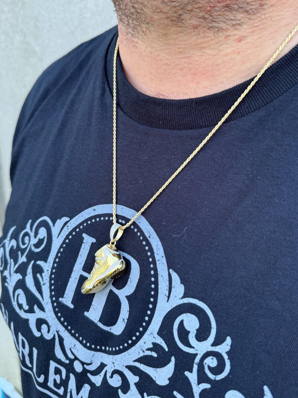 MOISSANITE Air Jordan 45 Nike Sneaker Pendant - 14k Gold Vermeil Or 925 Silver - Medium 2"