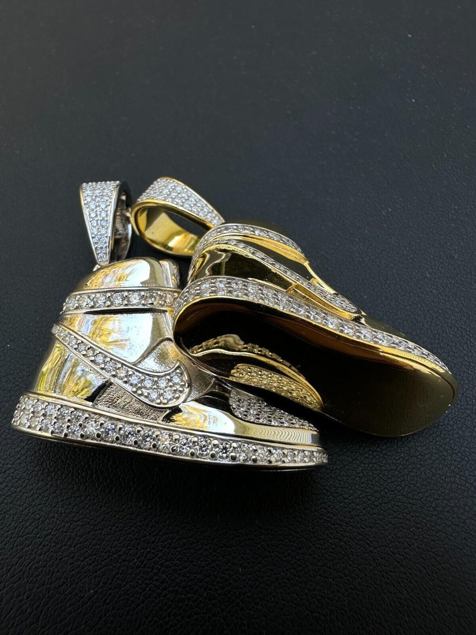 MOISSANITE Air Force 1 High Top Nike Sneaker Pendant - 14k Gold Vermeil Or 925 Silver - Small 1.5"