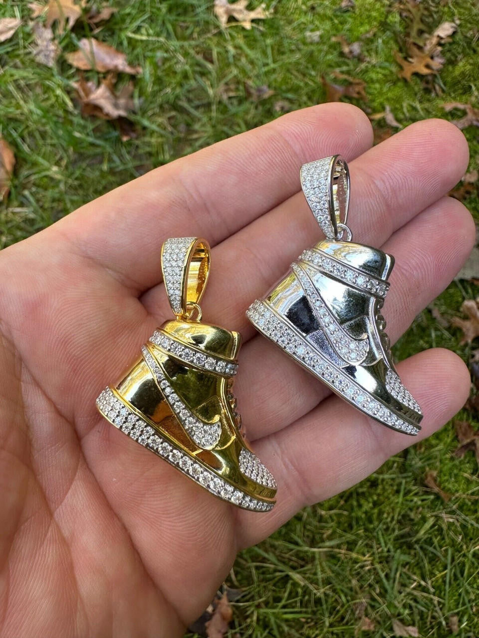 MOISSANITE Air Force 1 High Top Nike Sneaker Pendant - 14k Gold Vermeil Or 925 Silver - Small 1.5"