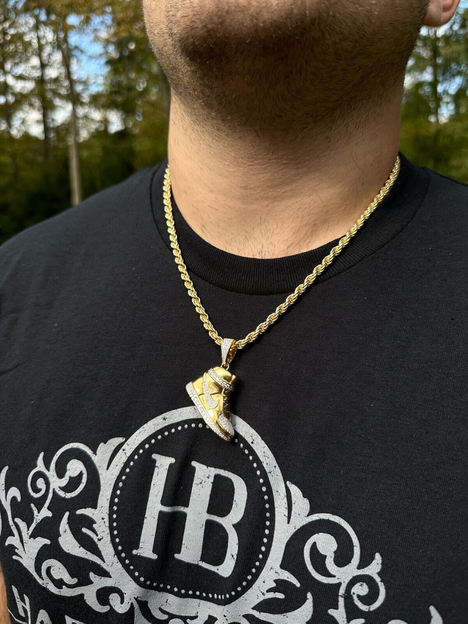 MOISSANITE Air Force 1 High Top Nike Sneaker Pendant - 14k Gold Vermeil Or 925 Silver - Small 1.5"