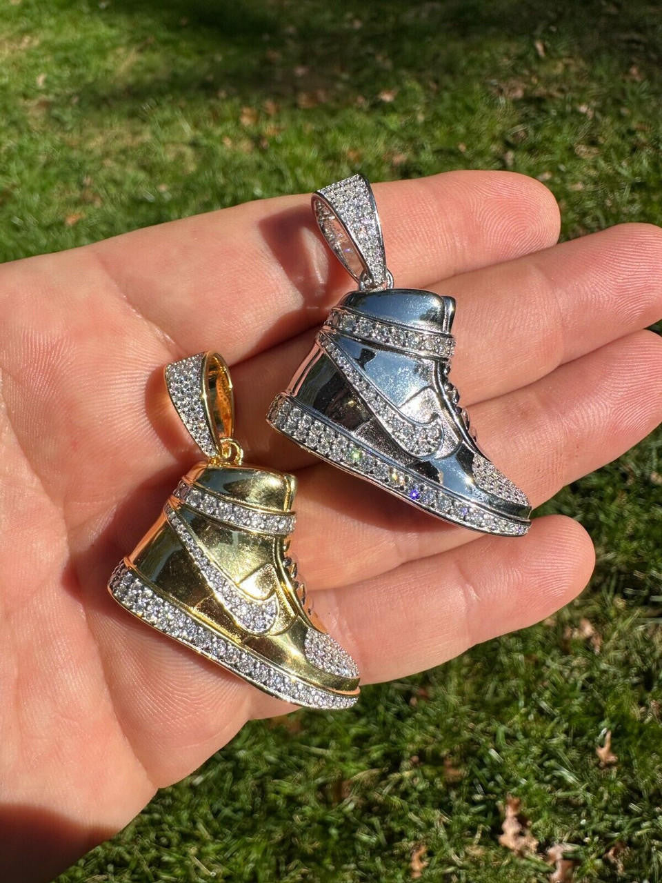 MOISSANITE Air Force 1 High Top Nike Sneaker Pendant - 14k Gold Vermeil Or 925 Silver - Small 1.5"