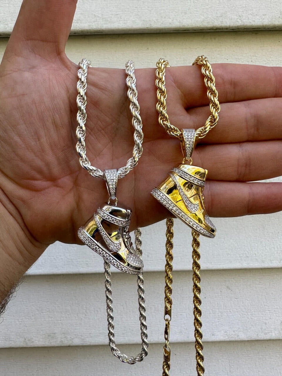 MOISSANITE Air Force 1 High Top Nike Sneaker Pendant - 14k Gold Vermeil Or 925 Silver - Small 1.5"