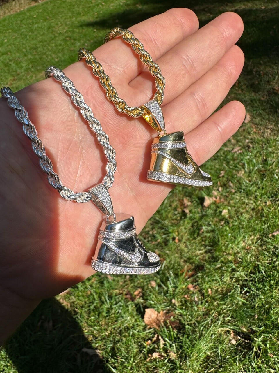 MOISSANITE Air Force 1 High Top Nike Sneaker Pendant - 14k Gold Vermeil Or 925 Silver - Small 1.5"