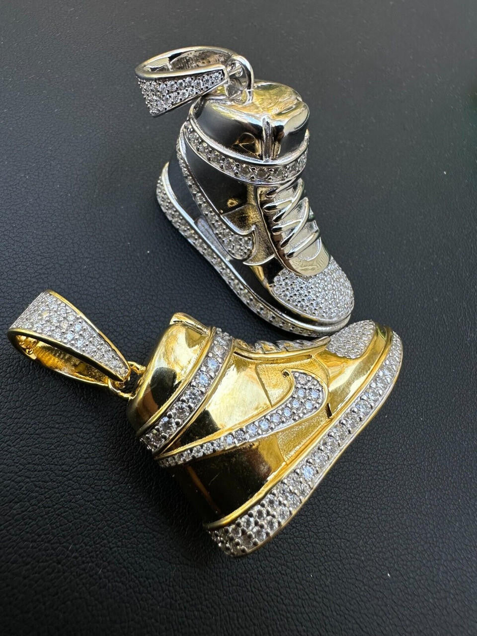 MOISSANITE Air Force 1 High Top Nike Sneaker Pendant - 14k Gold Vermeil Or 925 Silver - Small 1.5"