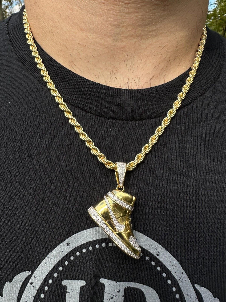 MOISSANITE Air Force 1 High Top Nike Sneaker Pendant - 14k Gold Vermeil Or 925 Silver - Small 1.5"