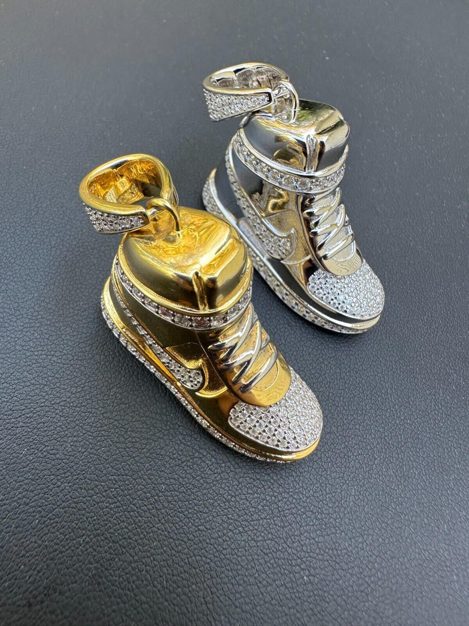 MOISSANITE Air Force 1 High Top Nike Sneaker Pendant - 14k Gold Vermeil Or 925 Silver - Small 1.5"