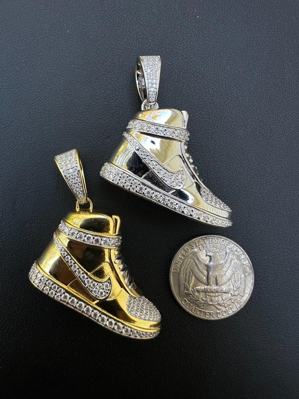 MOISSANITE Air Force 1 High Top Nike Sneaker Pendant - 14k Gold Vermeil Or 925 Silver - Small 1.5"