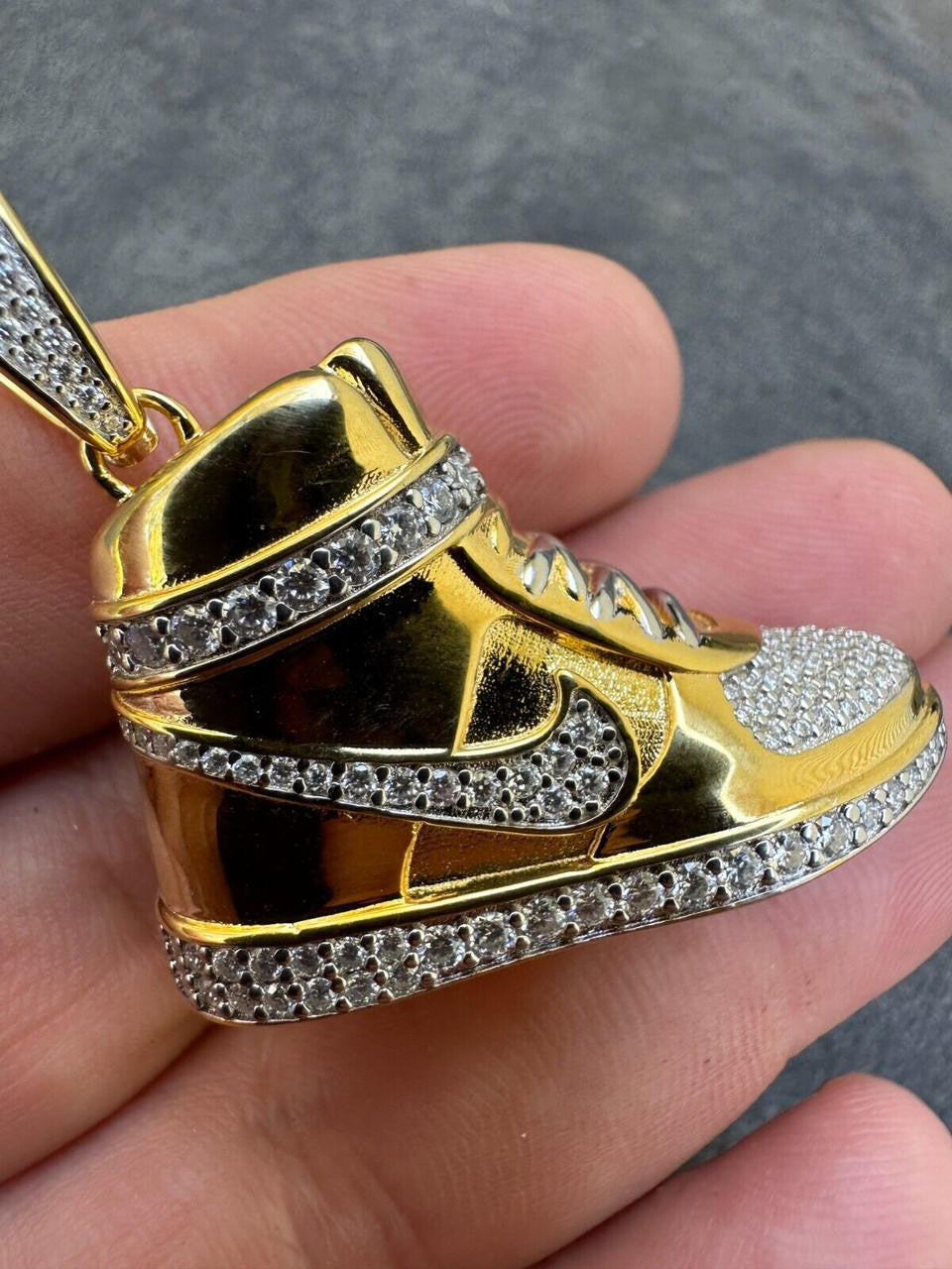 MOISSANITE Air Force 1 High Top Nike Sneaker Pendant - 14k Gold Vermeil Or 925 Silver - Small 1.5"