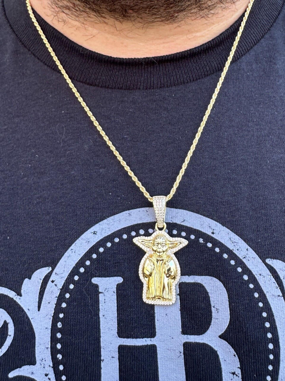 MOISSANITE Baby Yoda Star Wars Pendant - 14k Gold Vermeil Or 925 Silver - Small 1.25"