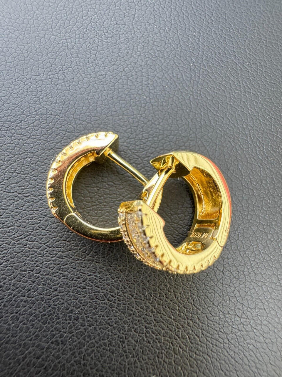 MOISSANITE Baguette Small Huggie Hoops - 14k Gold Vermeil 925 Silver - 12mm