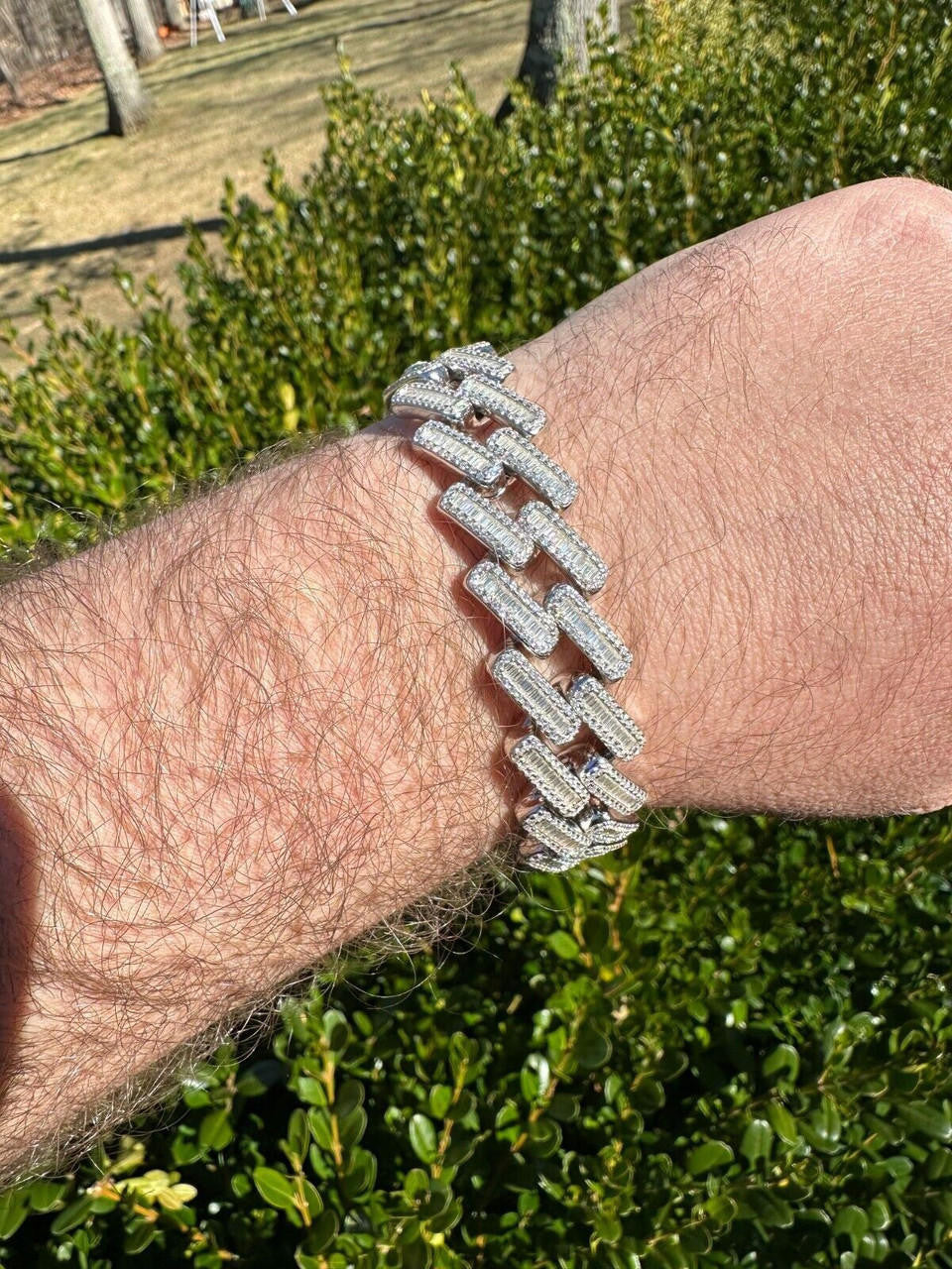 MOISSANITE Baguette Modern Prong Miami Cuban Link Bracelet Iced Out - 925 Silver - 12mm-22mm - 7"-8.5"