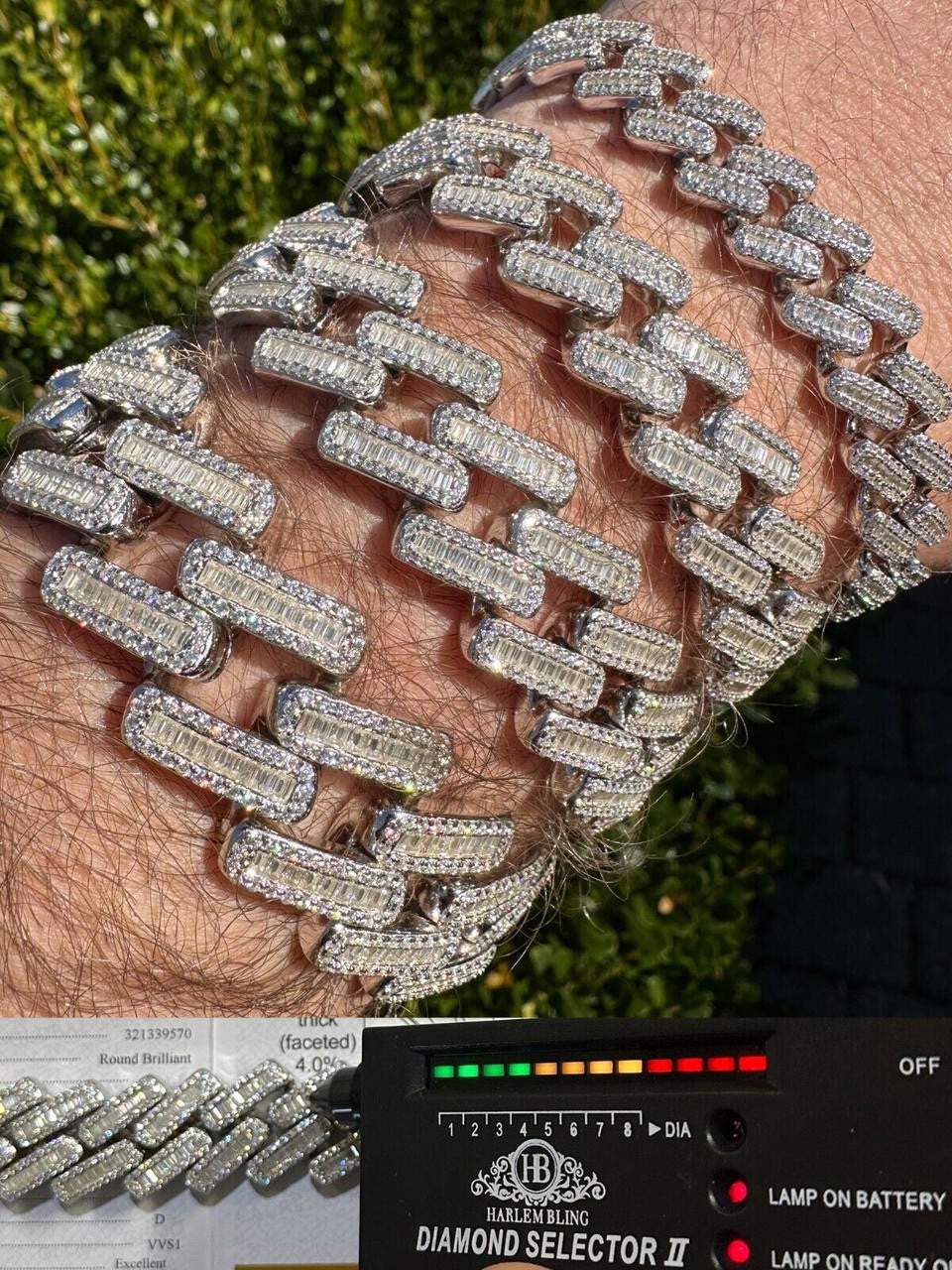 MOISSANITE Baguette Modern Prong Miami Cuban Link Bracelet Iced Out - 925 Silver - 12mm-22mm - 7"-8.5"