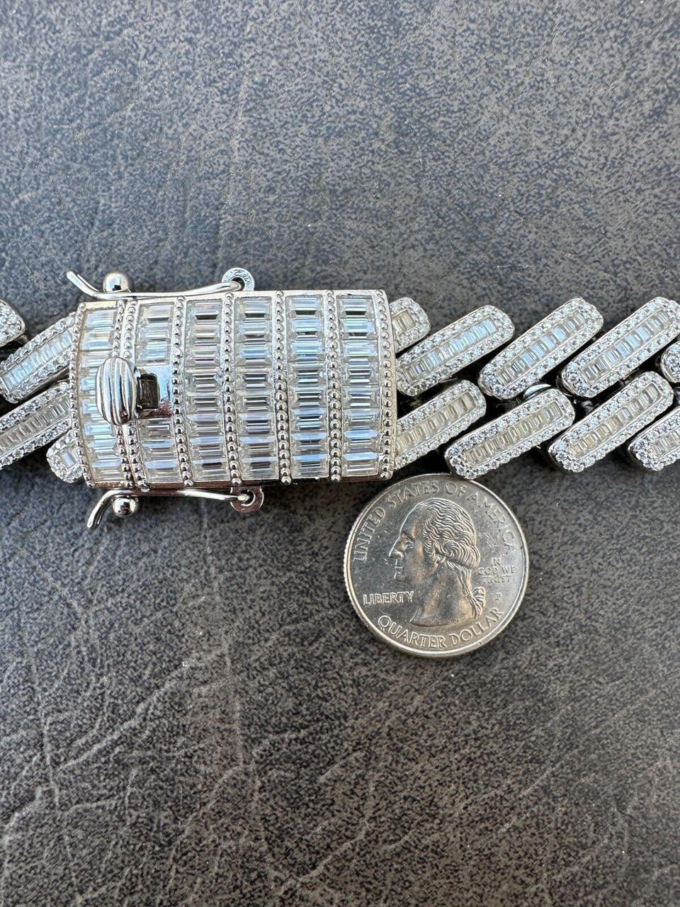 MOISSANITE Baguette Modern Prong Miami Cuban Link Bracelet Iced Out - 925 Silver - 12mm-22mm - 7"-8.5"