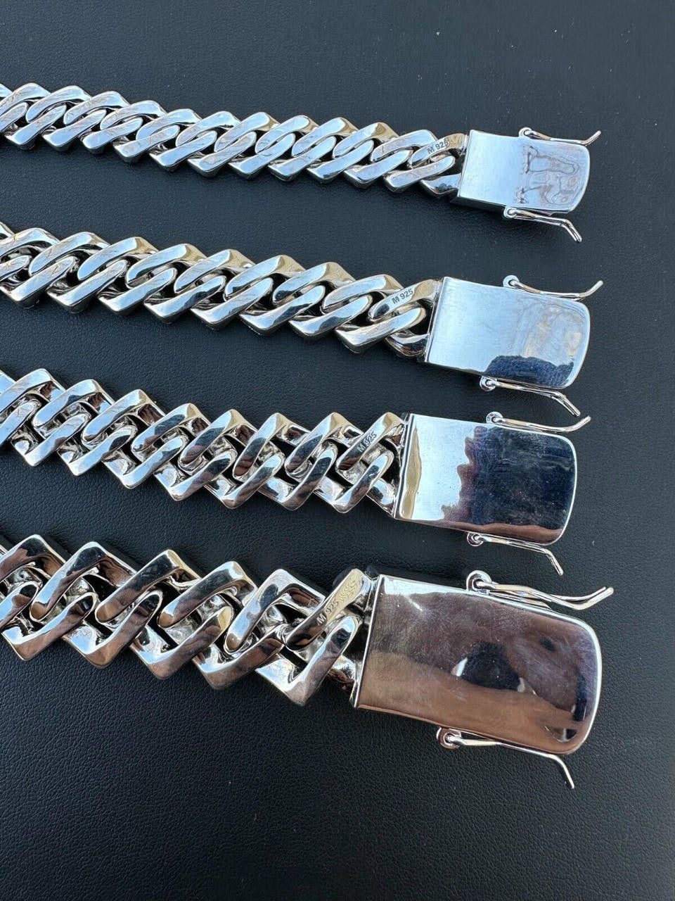 MOISSANITE Baguette Modern Prong Miami Cuban Link Bracelet Iced Out - 925 Silver - 12mm-22mm - 7"-8.5"