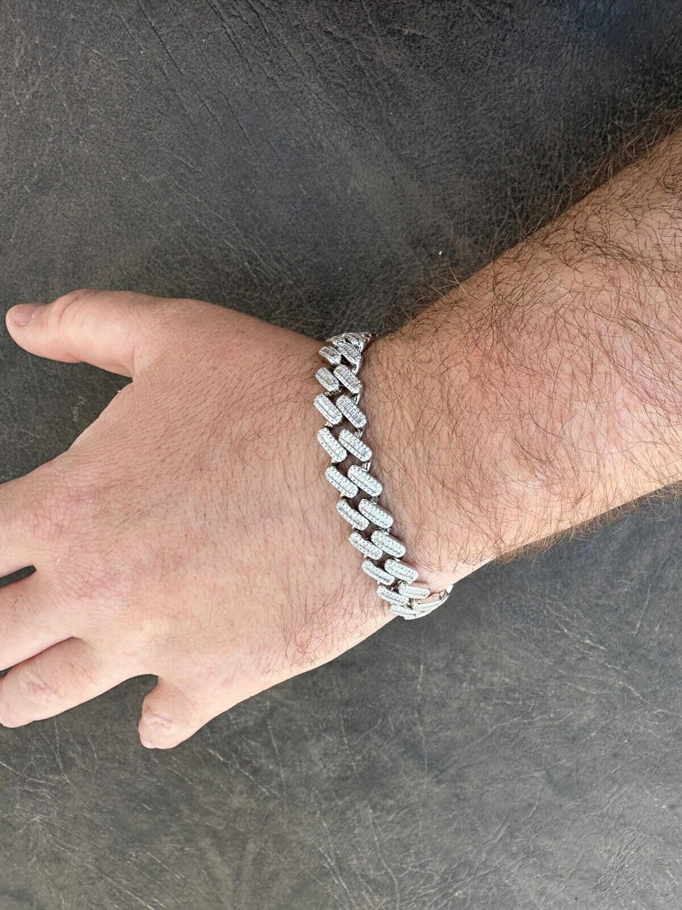 MOISSANITE Baguette Modern Prong Miami Cuban Link Bracelet Iced Out - 925 Silver - 12mm-22mm - 7"-8.5"