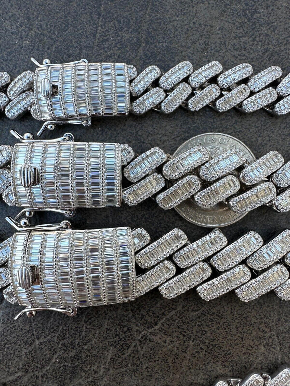 MOISSANITE Baguette Modern Prong Miami Cuban Link Bracelet Iced Out - 925 Silver - 12mm-22mm - 7"-8.5"