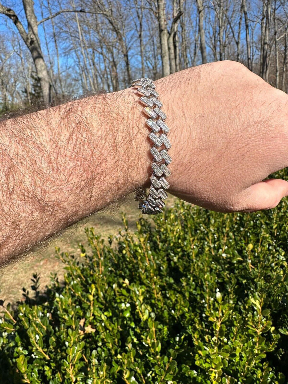 MOISSANITE Baguette Modern Prong Miami Cuban Link Bracelet Iced Out - 925 Silver - 12mm-22mm - 7"-8.5"