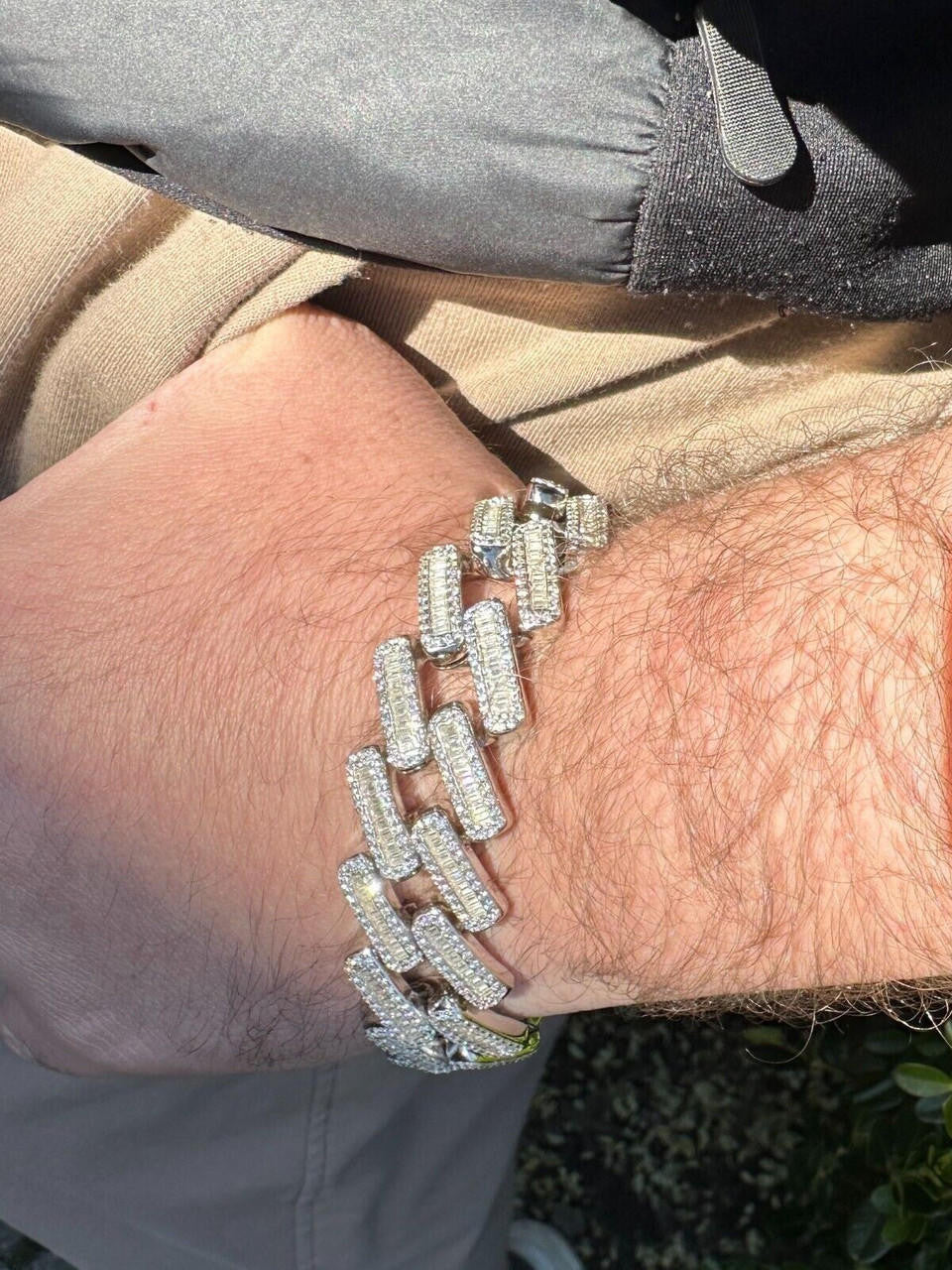 MOISSANITE Baguette Modern Prong Miami Cuban Link Bracelet Iced Out - 925 Silver - 12mm-22mm - 7"-8.5"