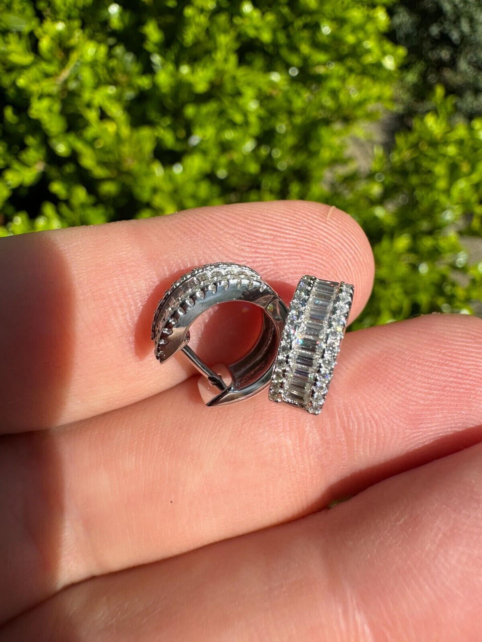 MOISSANITE Baguette Small Huggie Hoops - 925 Silver - 12mm