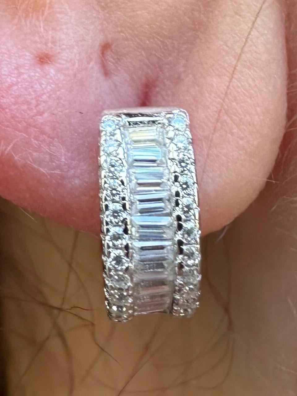 MOISSANITE Baguette Small Huggie Hoops - 925 Silver - 12mm