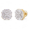 Baguette Star Iced Out Earrings - 14k Gold Vermeil 925 Silver - CZ Stones - 10mm