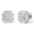Baguette Star Iced Out Earrings - 925 Silver - CZ Stones - 10mm