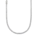 Baguette Tennis Link Chain Necklace Iced Out CZ Stones - 925 Silver - 5mm - 16"-30"