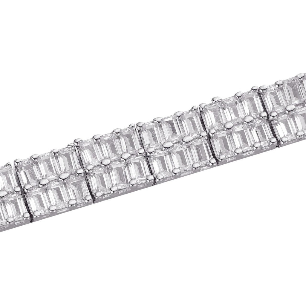 Baguette Tennis Link Chain Necklace Iced Out CZ Stones - 925 Silver - 5mm - 16"-30"