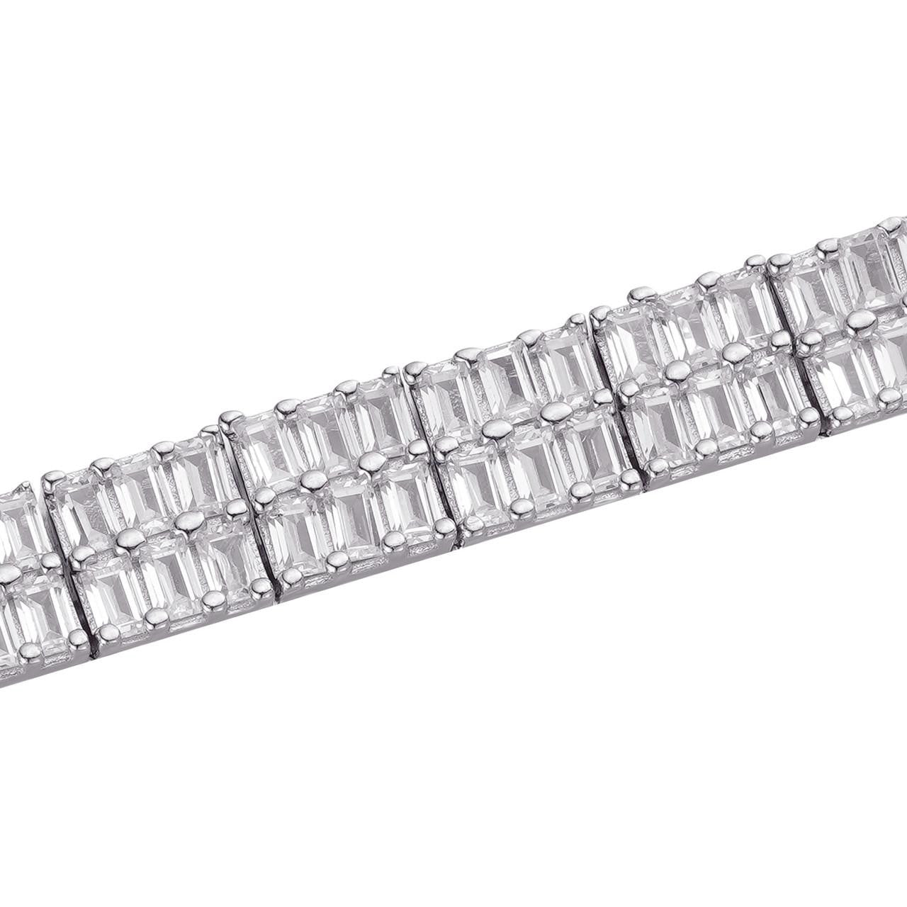 Baguette Tennis Link Chain Necklace Iced Out CZ Stones - 925 Silver - 5mm - 16"-30"