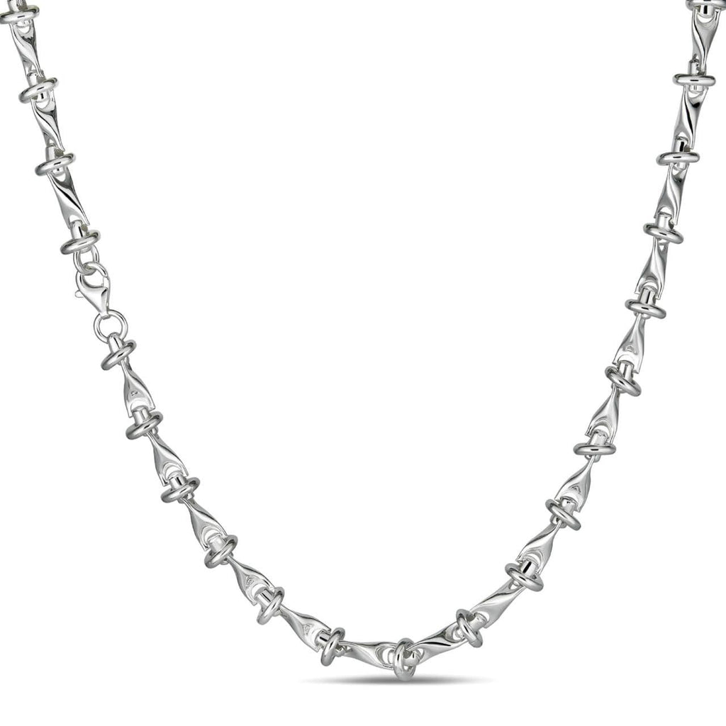 "Barbed Wire" Link Chain Custom Necklace Or Bracelet - 925 Sterling Silver - 7"-28" - 8mm
