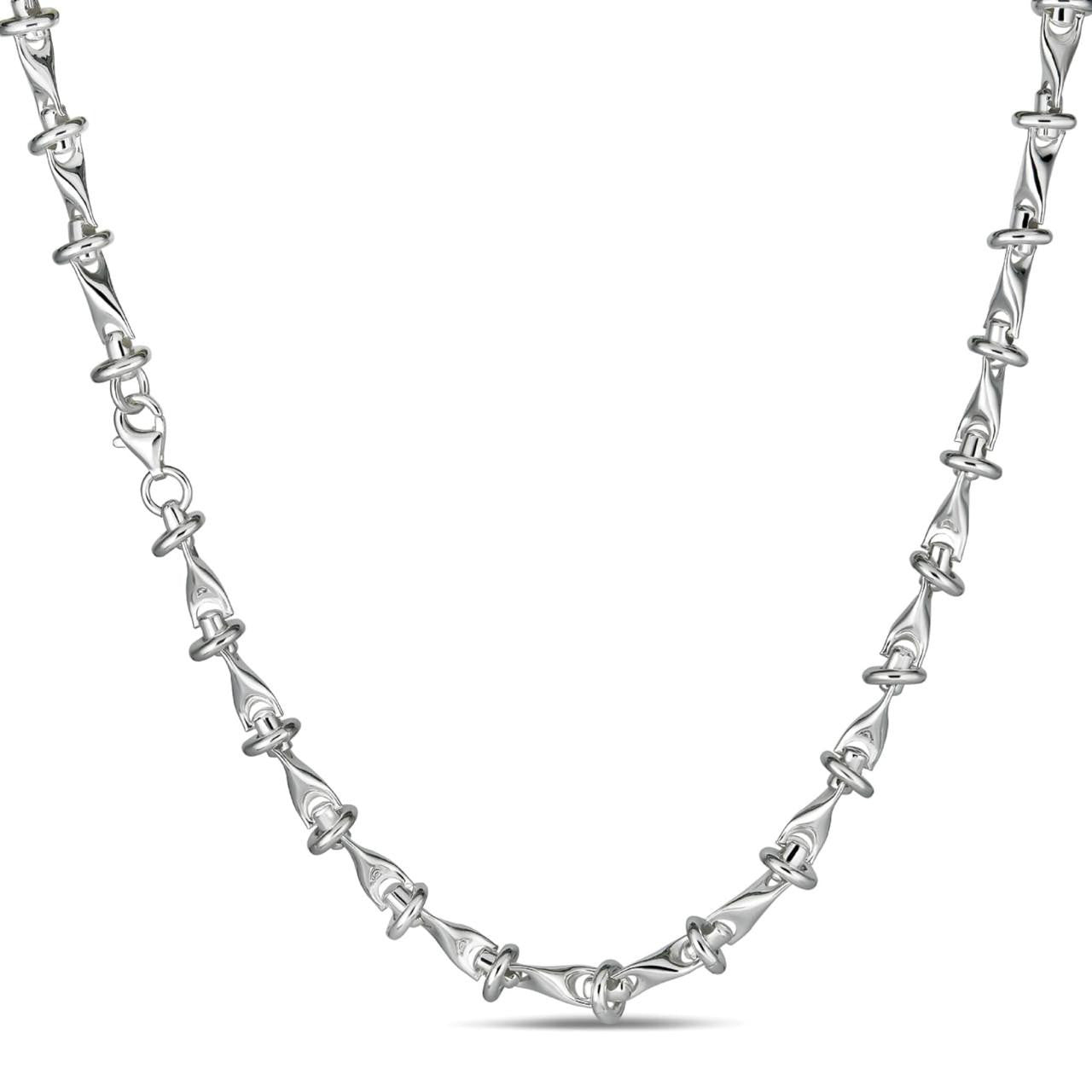 "Barbed Wire" Link Chain Custom Necklace Or Bracelet - 925 Sterling Silver - 7"-28" - 8mm