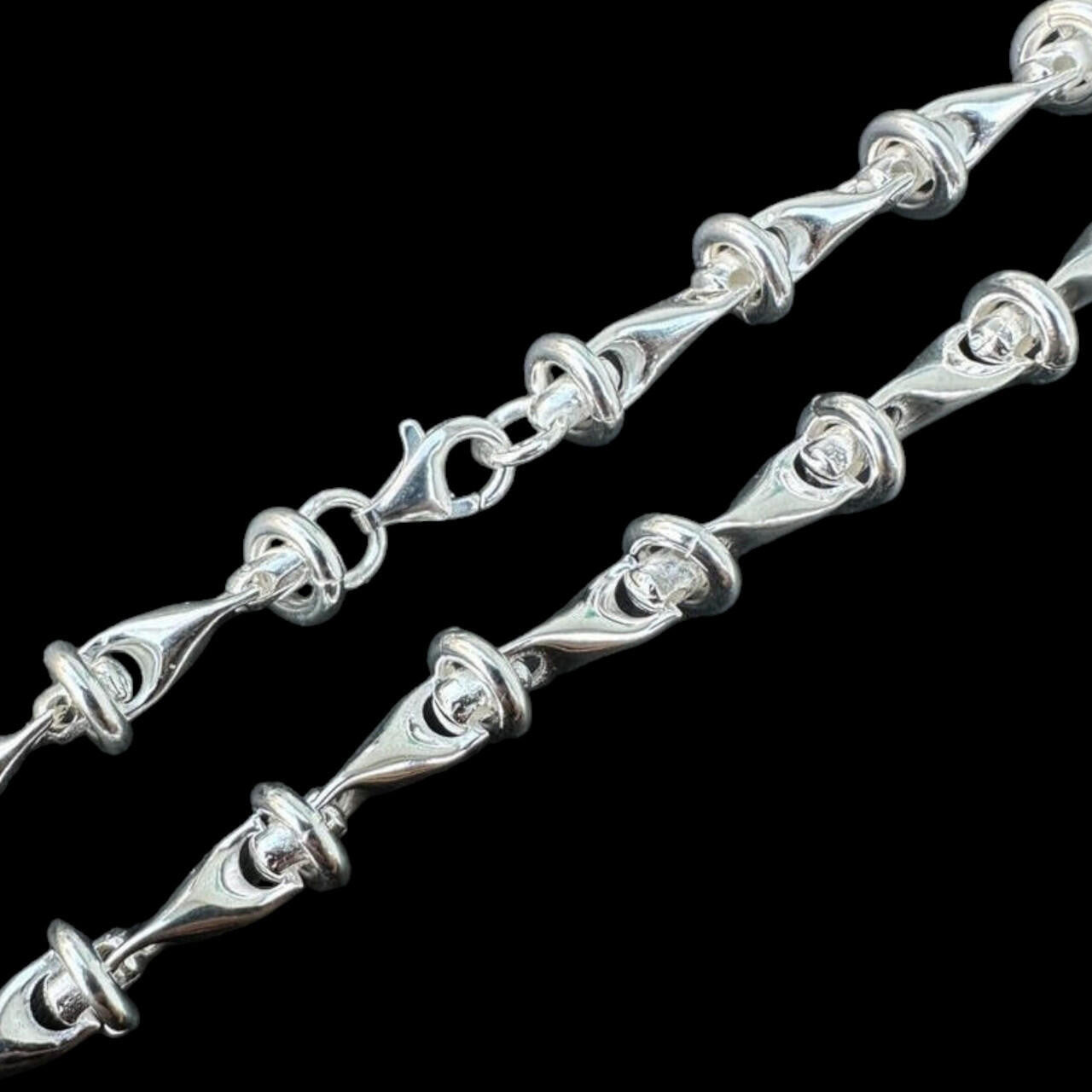 "Barbed Wire" Link Chain Custom Necklace Or Bracelet - 925 Sterling Silver - 7"-28" - 8mm