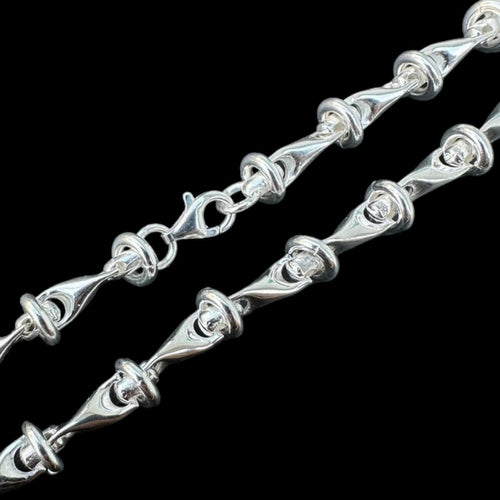 "Barbed Wire" Link Chain Custom Necklace Or Bracelet - 925 Sterling Silver - 7"-28" - 8mm
