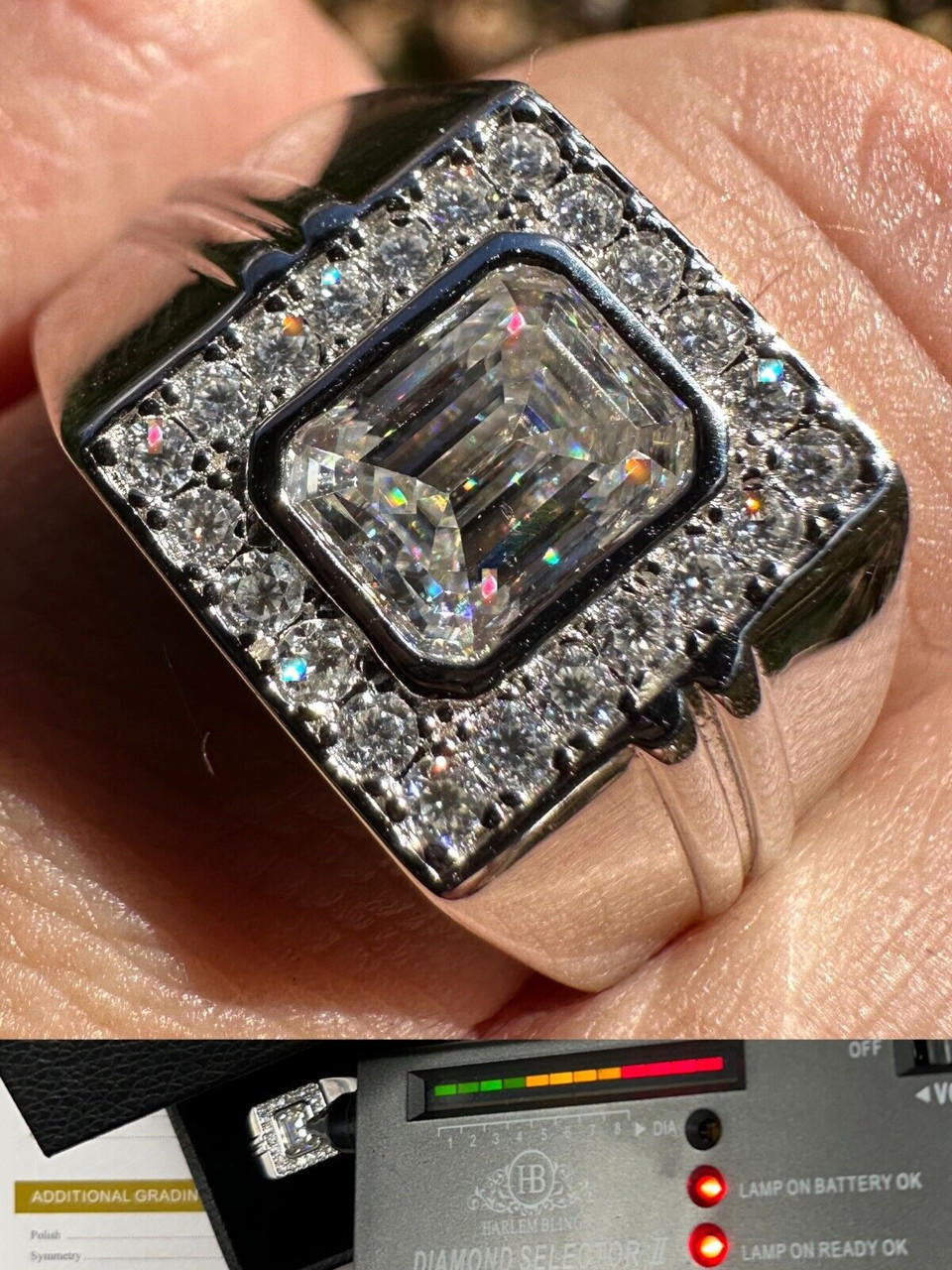 Moissanite Icy Swag Emerald Cut Ring -  925 Silver