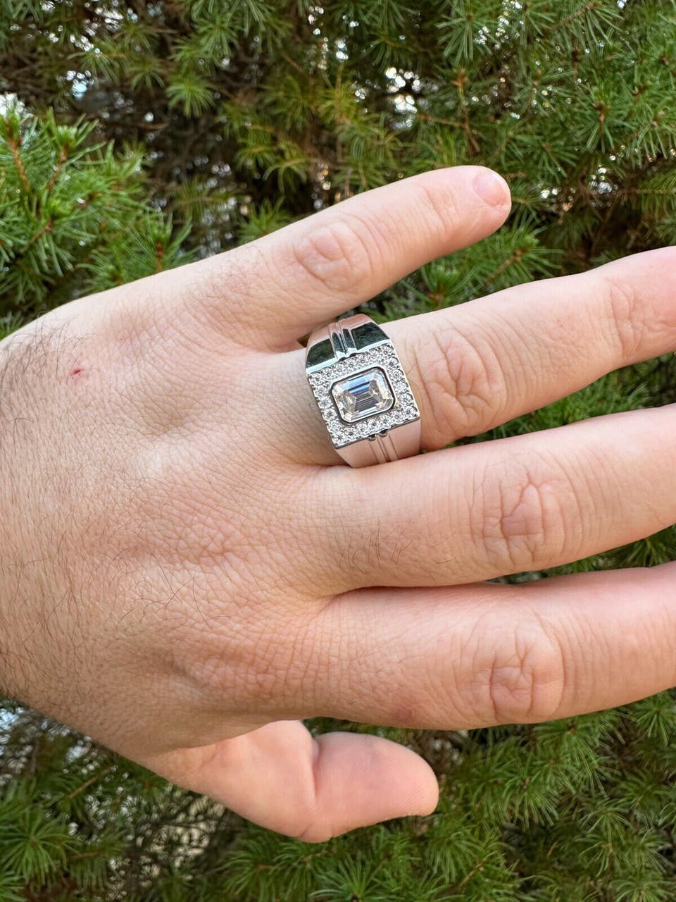 Moissanite Icy Swag Emerald Cut Ring -  925 Silver