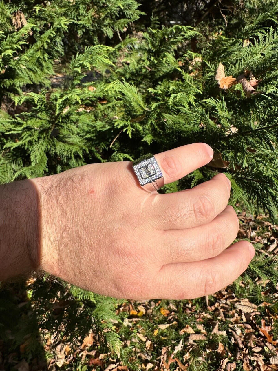 Moissanite Icy Swag Emerald Cut Ring -  925 Silver