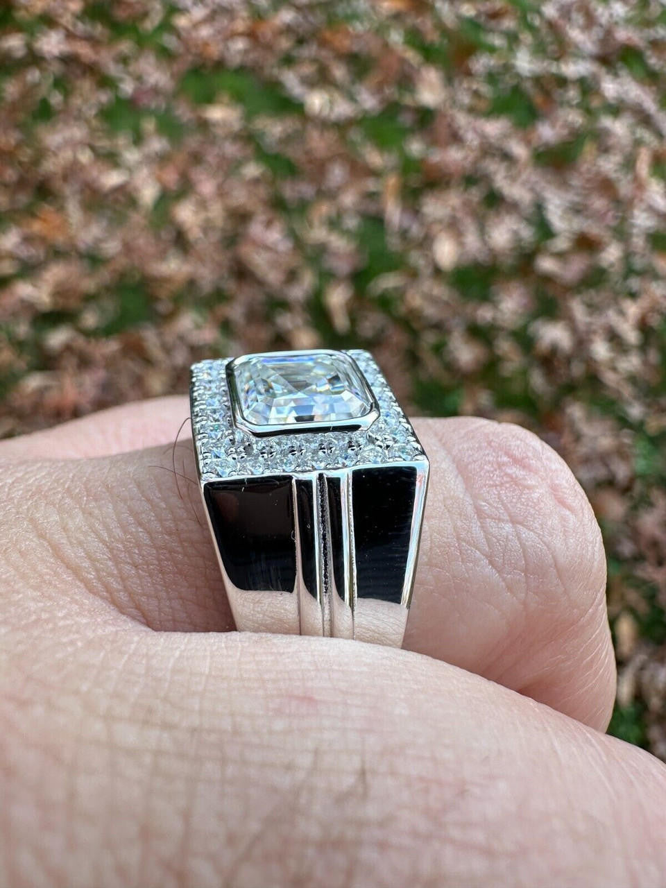 Moissanite Icy Swag Asscher Cut Ring -  925 Silver