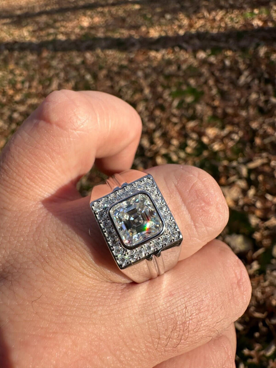 Moissanite Icy Swag Asscher Cut Ring -  925 Silver