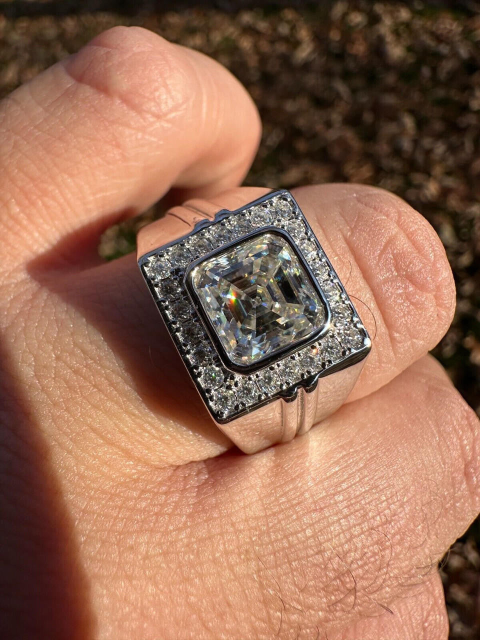 Moissanite Icy Swag Asscher Cut Ring -  925 Silver