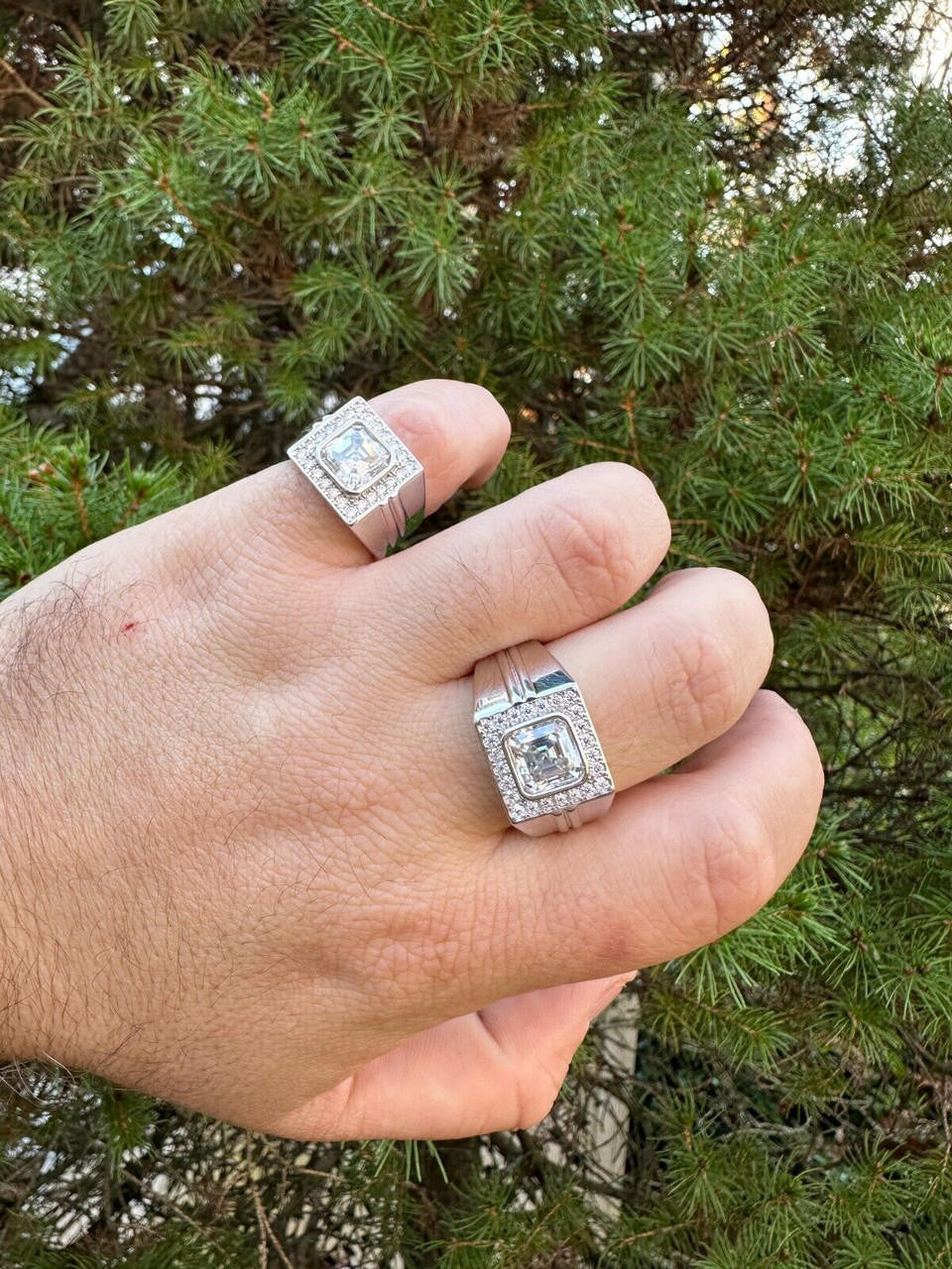 Moissanite Icy Swag Asscher Cut Ring -  925 Silver