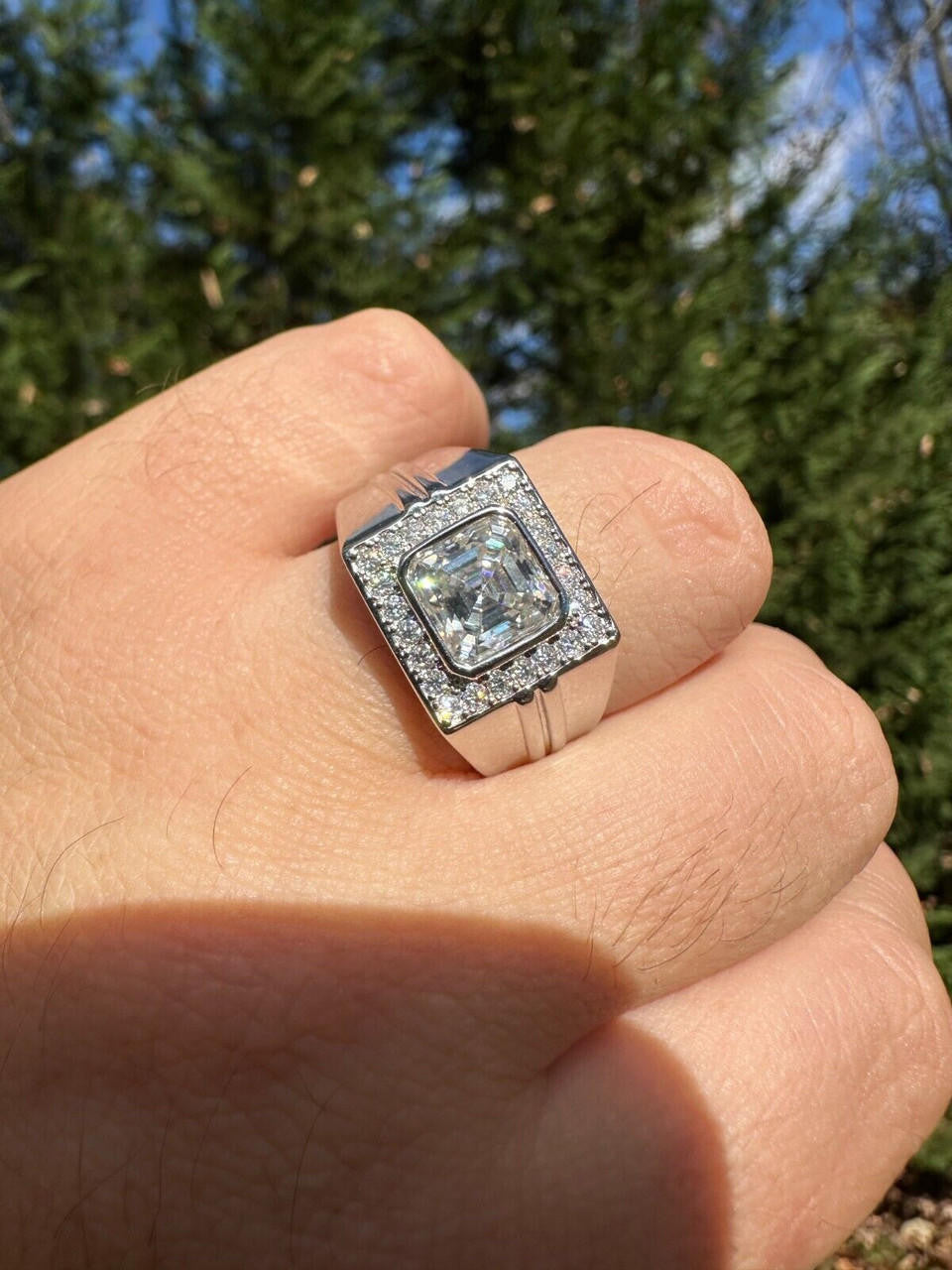 Moissanite Icy Swag Asscher Cut Ring -  925 Silver