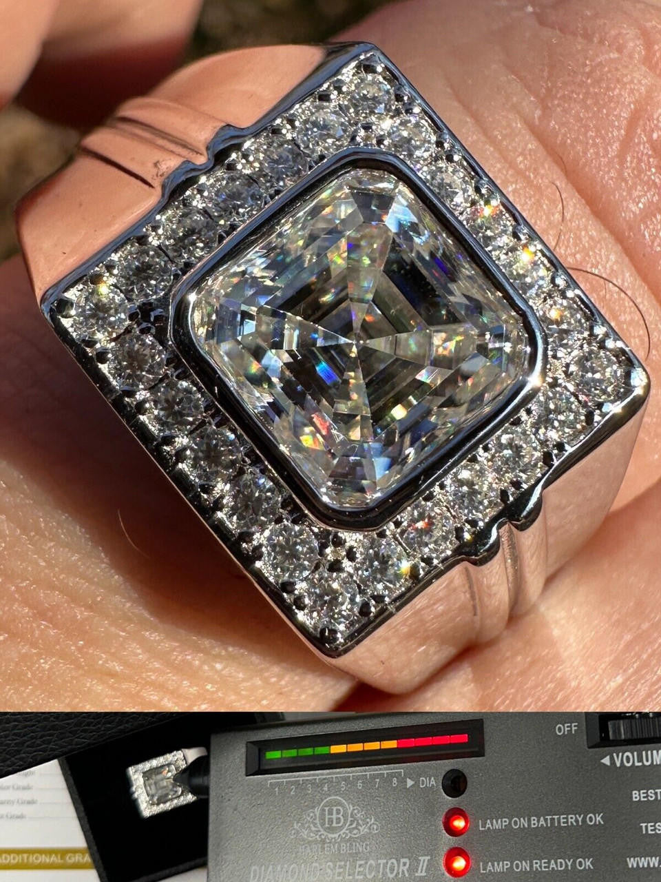 Moissanite Icy Swag Asscher Cut Ring -  925 Silver