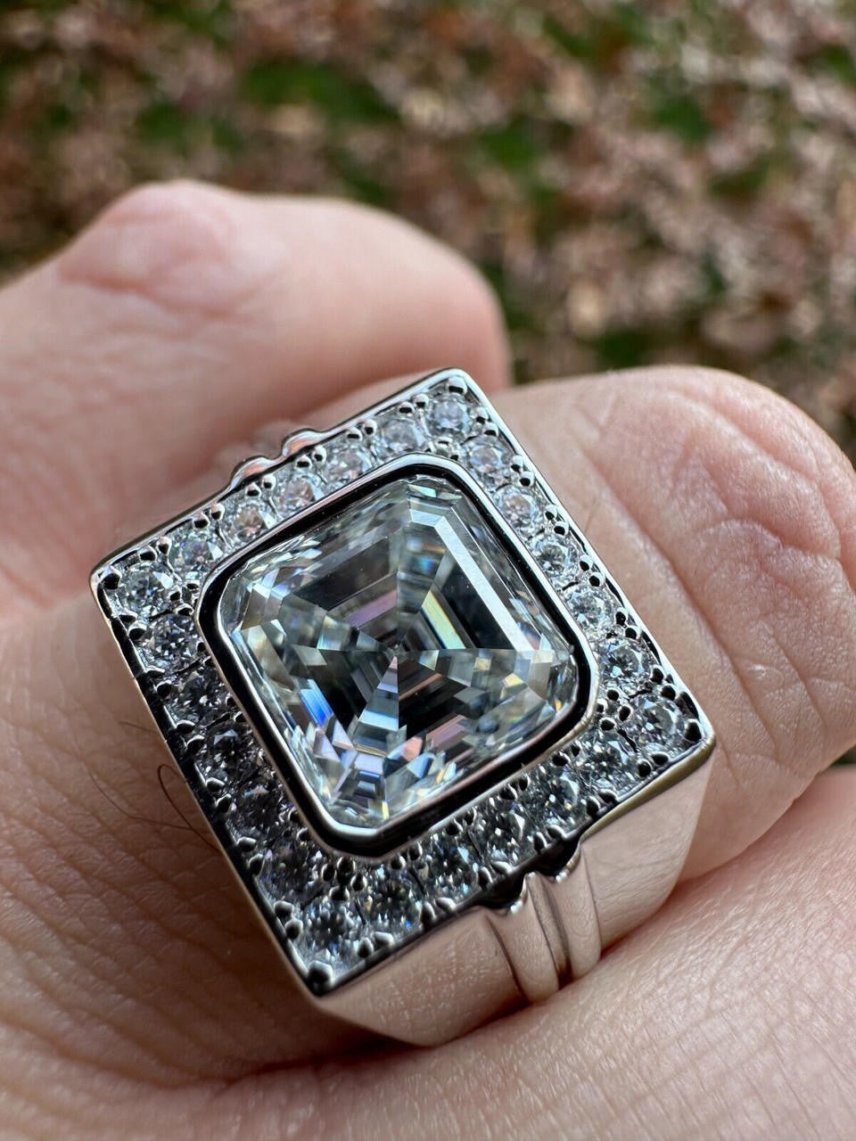 Moissanite Icy Swag Asscher Cut Ring -  925 Silver