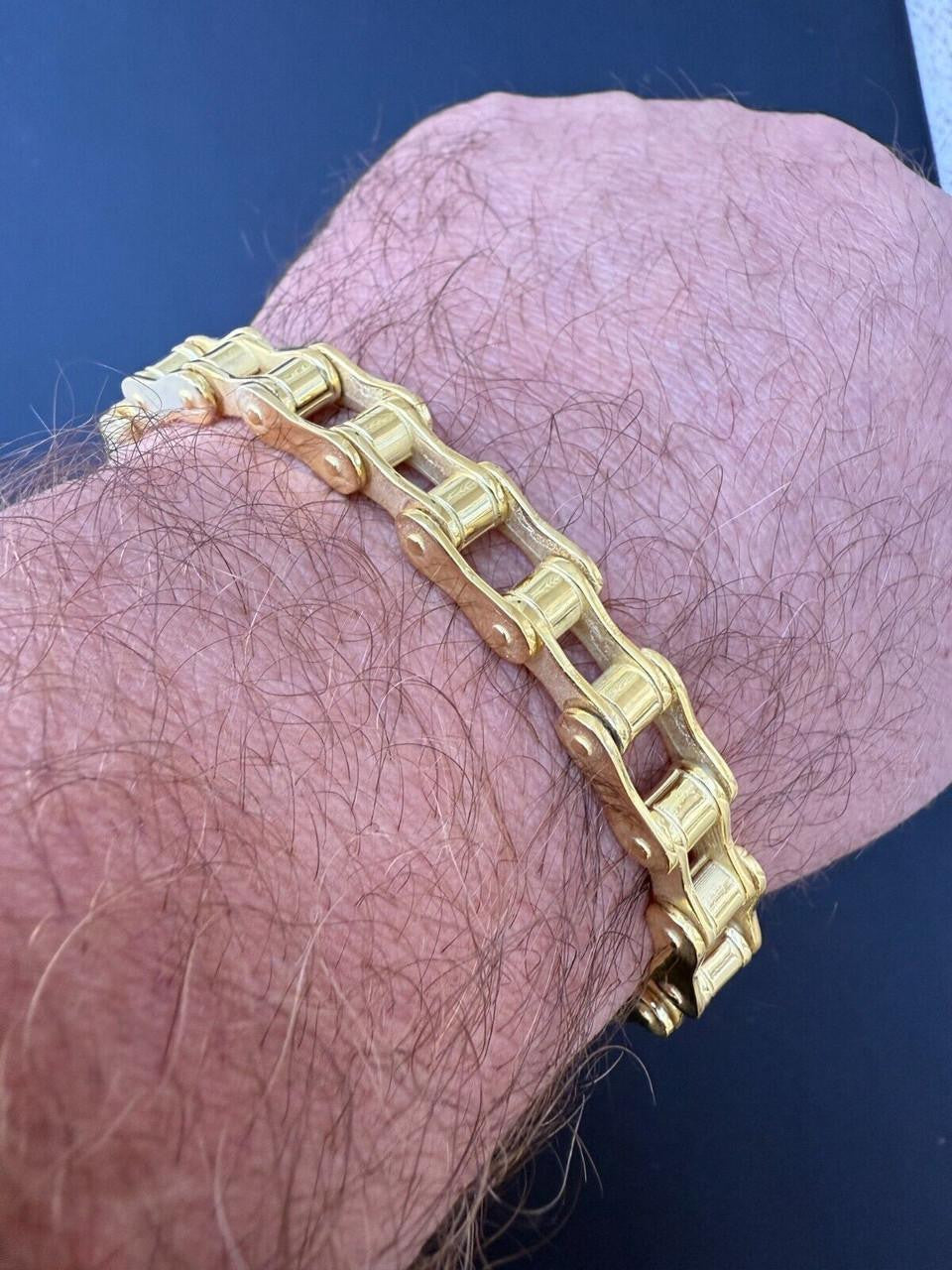 Bike Chain Bracelet - 14k Gold Vermeil 925 Sterling Silver - 7"-9" - 9mm
