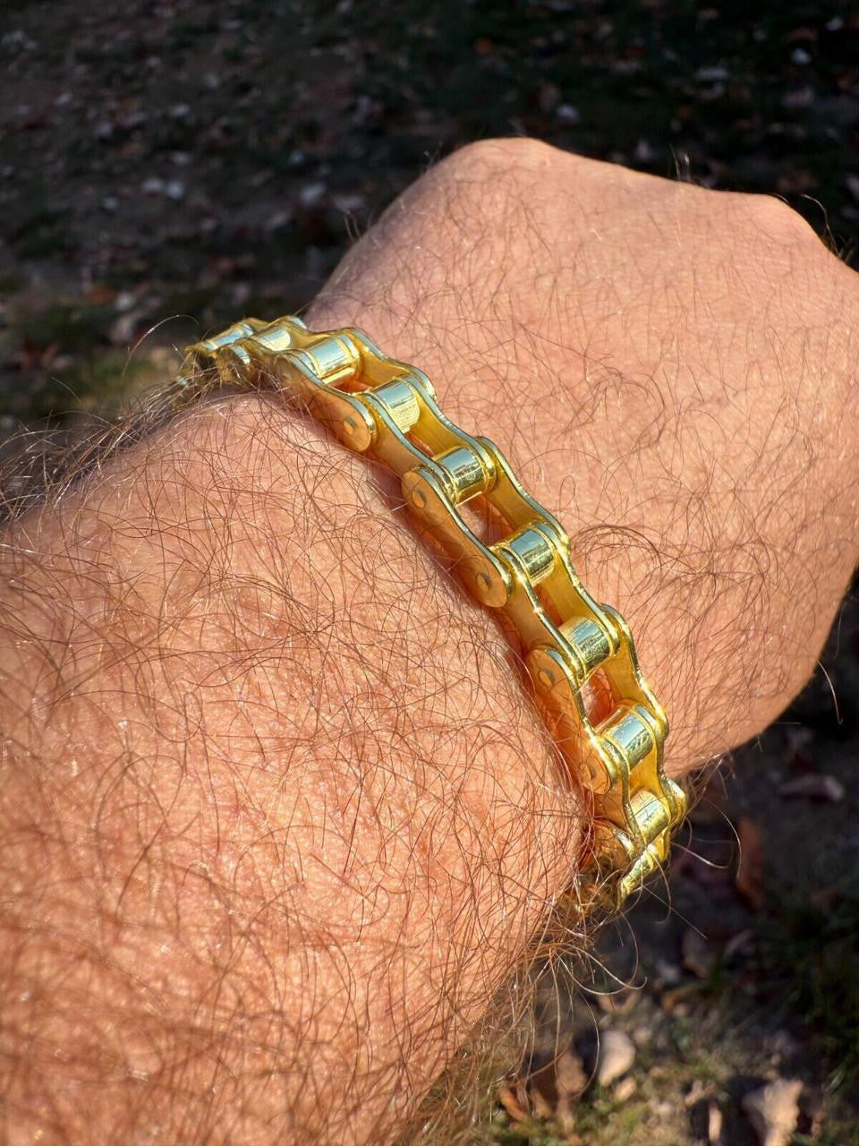 Bike Chain Bracelet - 14k Gold Vermeil 925 Sterling Silver - 7"-9" - 9mm