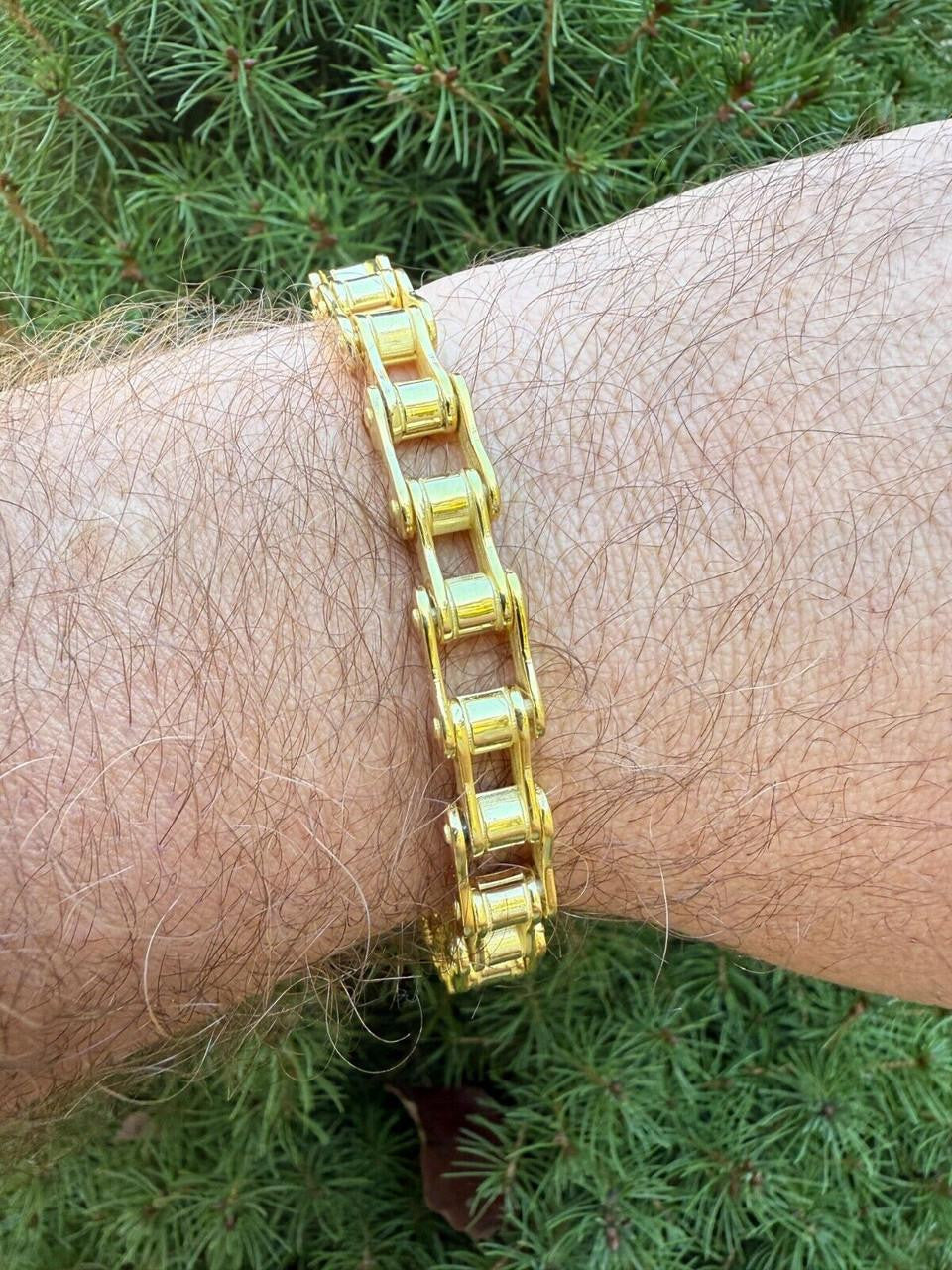 Bike Chain Bracelet - 14k Gold Vermeil 925 Sterling Silver - 7"-9" - 9mm