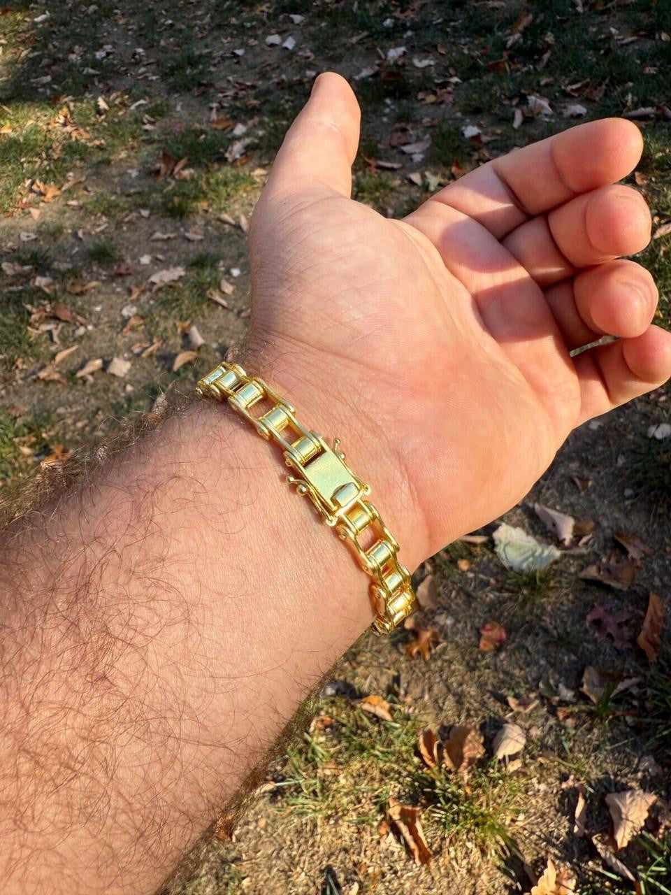 Bike Chain Bracelet - 14k Gold Vermeil 925 Sterling Silver - 7"-9" - 9mm