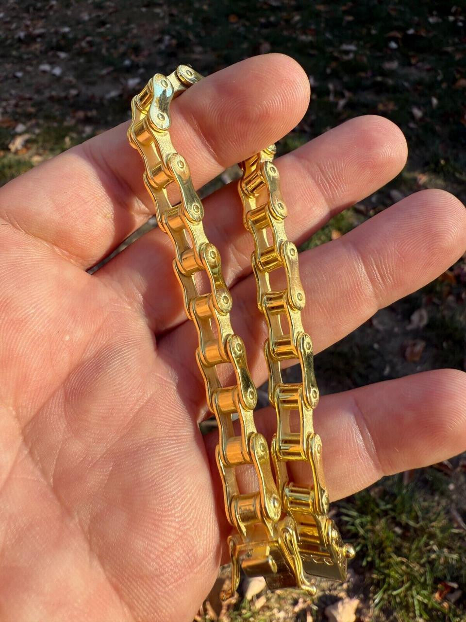 Bike Chain Bracelet - 14k Gold Vermeil 925 Sterling Silver - 7"-9" - 9mm